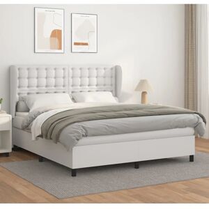 Maisonchic Weiße Lederbett mit verstellbarem Kopfteil - Bett Maisonchic Weiße Lederbett mit verstellbarem Kopfteil - Bett