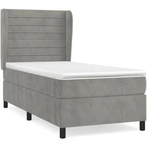 vidaXL Horizon Lit en Velours Gris Clair - Lit vidaXL Horizon Lit en Velours Gris Clair - Lit