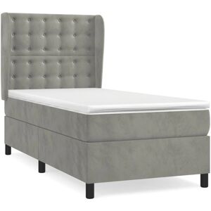 Lit avec Matelas vidaXL - Velours Gris 90x190cm Lit avec Matelas vidaXL - Velours Gris 90x190cm