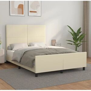 vidaXL Bettgestell mit Kopfteil - 140x200cm, Creme, Strapazierfähiges Kunstleder vidaXL Bettgestell mit Kopfteil - 140x200cm, Creme, Strapazierfähiges Kunstleder