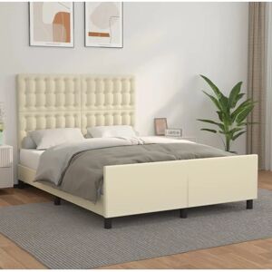 vidaXL Bettgestell mit Cremé Faux-Leder Kopfteil - Bett 140x200cm vidaXL Bettgestell mit Cremé Faux-Leder Kopfteil - Bett 140x200cm