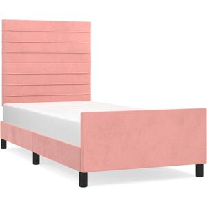 vidaXL Bed Frame met roze fluwelen hoofdbord - Bed Frame vidaXL Bed Frame met roze fluwelen hoofdbord - Bed Frame