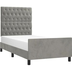 Structure de lit gris clair en velours ajustable - Lit Structure de lit gris clair en velours ajustable - Lit