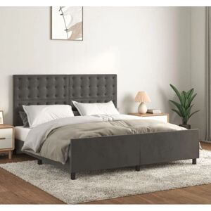 MAISONCHIC Bettgestell mit Kopfteil - 160x200cm - Samtgepolstert - Grau MAISONCHIC Bettgestell mit Kopfteil - 160x200cm - Samtgepolstert - Grau