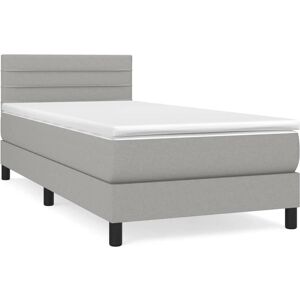 Lit vidaXL avec tête de lit réglable - 90x190 cm - Gris clair Lit vidaXL avec tête de lit réglable - 90x190 cm - Gris clair