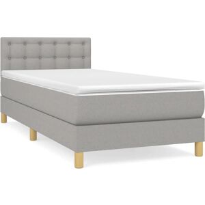 Lit gris clair avec matelas à ressorts ensachés - Lit Lit gris clair avec matelas à ressorts ensachés - Lit
