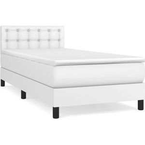 Lit en cuir synthétique blanc vidaXL avec tête de lit réglable - lit Lit en cuir synthétique blanc vidaXL avec tête de lit réglable - lit