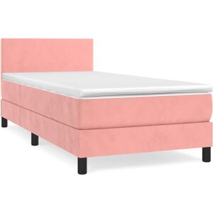 Lit VidaXL - Velours Rose avec Tête Réglable - 90x190cm Lit VidaXL - Velours Rose avec Tête Réglable - 90x190cm
