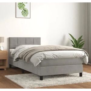 MAISONCHIC Lit gris clair velours 100x200cm - Lit MAISONCHIC Lit gris clair velours 100x200cm - Lit