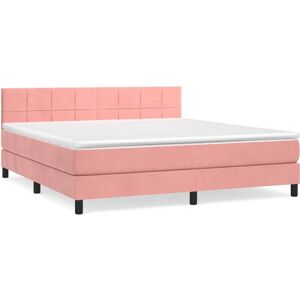 Lit en Velours Rose VidaXL - Tête Réglable & Matelas à Ressorts Lit en Velours Rose VidaXL - Tête Réglable & Matelas à Ressorts