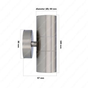 HOFTRONIC Jasmin LED Wandlamp - GU10 - Op & Neer - RVS HOFTRONIC Jasmin LED Wandlamp - GU10 - Op & Neer - RVS