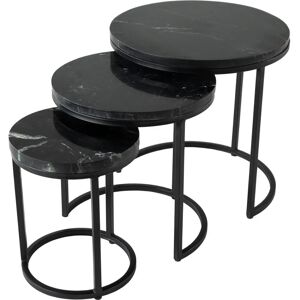 Kick Collection Kick marmeren salontafelset van 3 rond - Zwart Kick Collection Kick marmeren salontafelset van 3 rond - Zwart