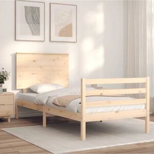 vidaXL Bed Frame 75x190cm Rustic Wood Bed with Headboard vidaXL Bed Frame 75x190cm Rustic Wood Bed with Headboard