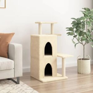 vidaXL Cat tree with sisal scratching posts and 2 houses 97 cm - cream (172112) vidaXL Cat tree with sisal scratching posts and 2 houses 97 cm - cream (172112)