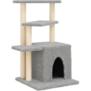 vidaXL Cat Tree with Sisal Scratching Posts Light Grey - Cat Tree vidaXL Cat Tree with Sisal Scratching Posts Light Grey - Cat Tree
