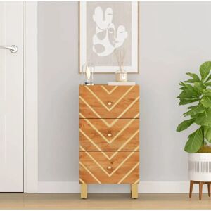 vidaXL Side Cabinet Brown Black Solid Wood Mango - Sideboard Furniture vidaXL Side Cabinet Brown Black Solid Wood Mango - Sideboard Furniture