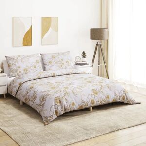 vidaXL White and Brown Bedding Set - Cotton, 140x200 cm vidaXL White and Brown Bedding Set - Cotton, 140x200 cm