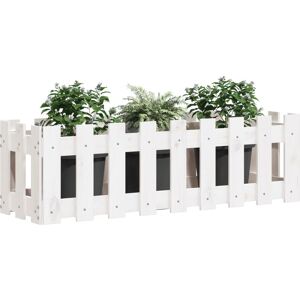 vidaXL White Raised Bed with Fence - 100x30x30 cm Garden Planter vidaXL White Raised Bed with Fence - 100x30x30 cm Garden Planter