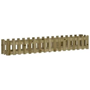 vidaXL Garden Raised Bed with Fence Design 200x30x30 cm Impregnated Pine Wood Brown - Raised Bed vidaXL Garden Raised Bed with Fence Design 200x30x30 cm Impregnated Pine Wood Brown - Raised Bed