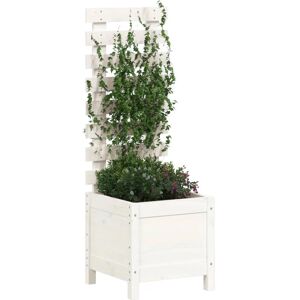 vidaXL White Pine Garden Planter with Trellis - Planter vidaXL White Pine Garden Planter with Trellis - Planter