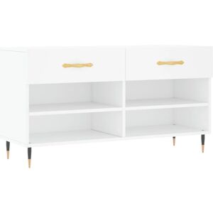 vidaXL White Shoe Bench 102x35x55 cm Engineered Wood - Shoe Storage Furniture vidaXL White Shoe Bench 102x35x55 cm Engineered Wood - Shoe Storage Furniture