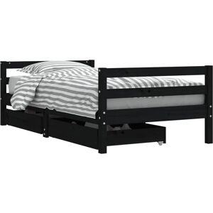 Structură pat pentru copii cu sertare negru 80x200 cm - Pat pentru copii Structură pat pentru copii cu sertare negru 80x200 cm - Pat pentru copii