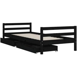 vidaXL Kids Bed Frame with Drawers - Black 90x200 cm - Kids Bed vidaXL Kids Bed Frame with Drawers - Black 90x200 cm - Kids Bed