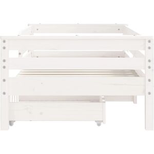 vidaXL Kids Bed White Wood with Drawers 70x140cm - Kids Bed Type vidaXL Kids Bed White Wood with Drawers 70x140cm - Kids Bed Type