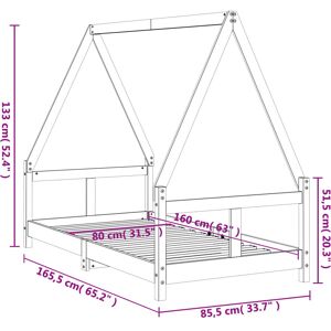 vidaXL Kids Bed White 80x160cm - Wooden Bed Frame for Kids vidaXL Kids Bed White 80x160cm - Wooden Bed Frame for Kids