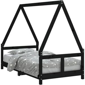 vidaXL Kinderbett Rahmen Schwarz 80x160 cm Massives Kiefernholz - Kinderbett vidaXL Kinderbett Rahmen Schwarz 80x160 cm Massives Kiefernholz - Kinderbett