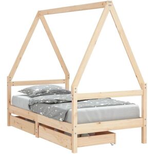 MAISONCHIC Pine Bed Frame with Storage Drawers - Kids House Style Bed MAISONCHIC Pine Bed Frame with Storage Drawers - Kids House Style Bed