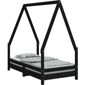 vidaXL Kids Bed Black Solid Wood - Kids Bed vidaXL Kids Bed Black Solid Wood - Kids Bed