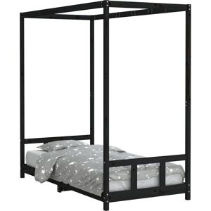 vidaXL Kids Bed Frame Black 90x190 cm Solid Wood Pine - Kids Bed Frame vidaXL Kids Bed Frame Black 90x190 cm Solid Wood Pine - Kids Bed Frame