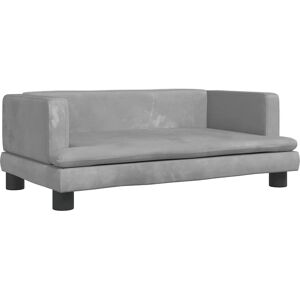 vidaXL Kinder-Samtsofa Hellgrau 80x45x30cm vidaXL Kinder-Samtsofa Hellgrau 80x45x30cm