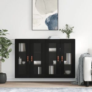 vidaXL Wall Mounted Cabinets Bathroom Cabinet 2 pcs Black Engineered Wood vidaXL Wall Mounted Cabinets Bathroom Cabinet 2 pcs Black Engineered Wood