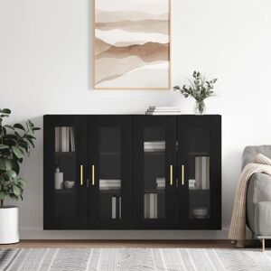 vidaXL Wall Cabinet - 2 pcs Black Wooden Storage vidaXL Wall Cabinet - 2 pcs Black Wooden Storage