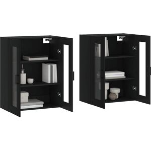 vidaXL Wall Cabinets - 2 Black Wooden Shelves vidaXL Wall Cabinets - 2 Black Wooden Shelves