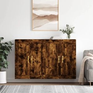 vidaXL Wall Mounted Cabinets - Smoked Oak - 2 pcs Storage vidaXL Wall Mounted Cabinets - Smoked Oak - 2 pcs Storage