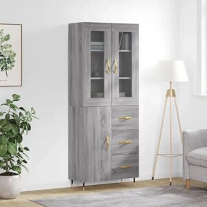 vidaXL Grey Sonoma 1 door 3 drawers Tall Storage Cabinet - Sideboard vidaXL Grey Sonoma 1 door 3 drawers Tall Storage Cabinet - Sideboard