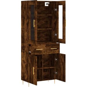 vidaXL Smoked Oak Tall Storage Cabinet with 2 Doors & Drawers vidaXL Smoked Oak Tall Storage Cabinet with 2 Doors & Drawers