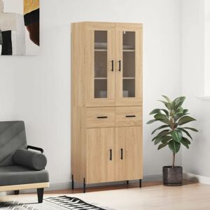 vidaXL Black Highboard - 69.5x34x180 cm Storage Cabinet vidaXL Black Highboard - 69.5x34x180 cm Storage Cabinet
