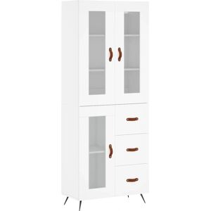 vidaXL White Highboard - 69.5x34x180 cm Storage Cabinet with Glass Door vidaXL White Highboard - 69.5x34x180 cm Storage Cabinet with Glass Door