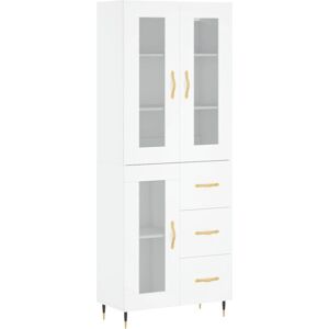 vidaXL White Tall Storage Cabinet with Glass Door & Drawers vidaXL White Tall Storage Cabinet with Glass Door & Drawers