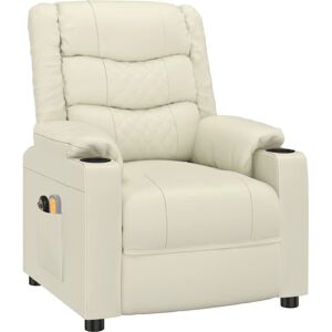 vidaXL Poltrona Massaggiante Elettrica - Crema - Massaggio a 6 punti vidaXL Poltrona Massaggiante Elettrica - Crema - Massaggio a 6 punti