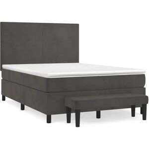 Lit en velours vidaXL - Lit, 140x190 cm, Gris foncé, Modèle: Schli Lit en velours vidaXL - Lit, 140x190 cm, Gris foncé, Modèle: Schli