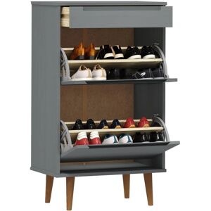 vidaXL Grey Pine Wood Shoe Cabinet - Shoe Storage Organizer - Shoe Cupboard - Shoe Furniture vidaXL Grey Pine Wood Shoe Cabinet - Shoe Storage Organizer - Shoe Cupboard - Shoe Furniture