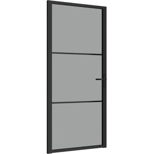 vidaXL Binnendeur 93x201,5 cm ESG-glas in aluminium zwart vidaXL Binnendeur 93x201,5 cm ESG-glas in aluminium zwart