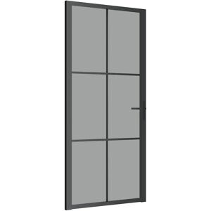 vidaXL Binnendeur 93x201,5 cm ESG-glas in aluminium zwart vidaXL Binnendeur 93x201,5 cm ESG-glas in aluminium zwart