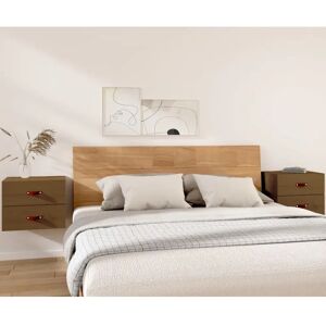 vidaXL 1/2x Wall-mounted Bedside Cabinet - Honey Brown - Bedside Table vidaXL 1/2x Wall-mounted Bedside Cabinet - Honey Brown - Bedside Table