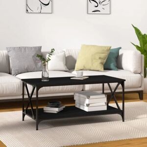 vidaXL Coffee Table Engineered Wood Iron - Coffee Table, Black, 100x50x45 cm vidaXL Coffee Table Engineered Wood Iron - Coffee Table, Black, 100x50x45 cm